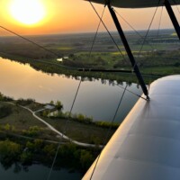 Coucher de soleil sur la Loire en Stampe SV4 ULM
